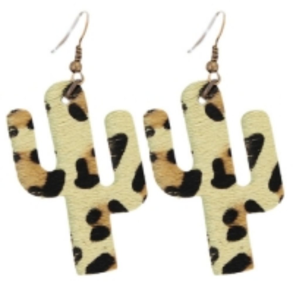 Hair on Hide Cactus Earrings